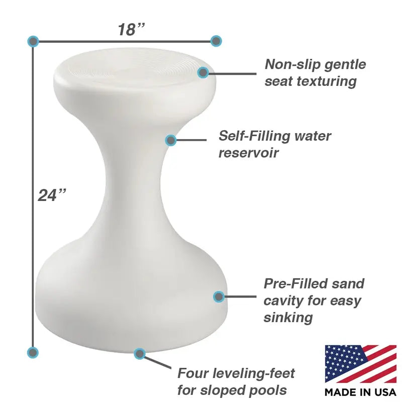 Dunn-Rite Submersible Pool Stool USA-Made Underwater Bar Seat, 24-Inch Height for Pools & Patios