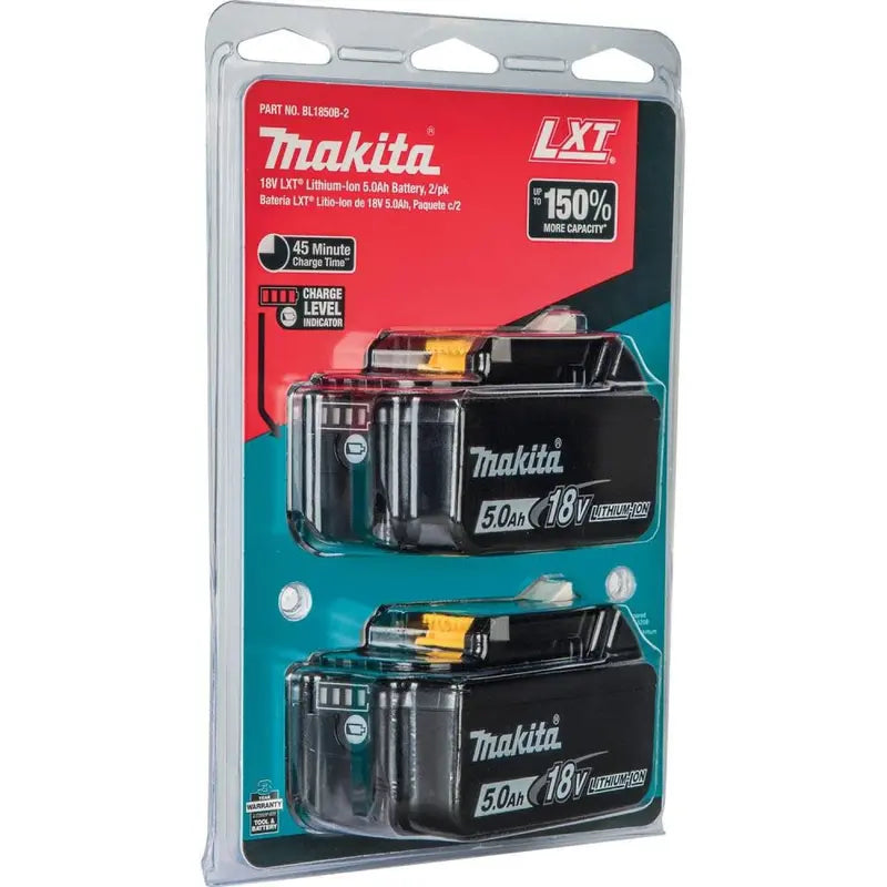 Makita 18 Volt 5.0 Ah LXT Lithium-Ion Battery 2-Pack BL1850B-2 from Makita