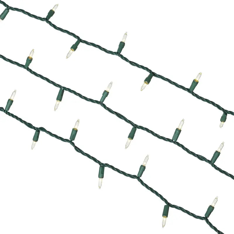 Holiday Time 300-Count Clear Mini Lights, 62.5′ Green Wire, Indoor/Outdoor Christmas Decor