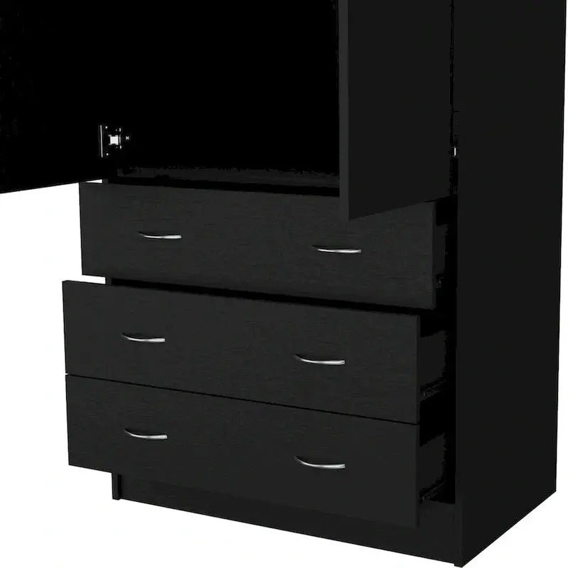Contemporary Double-Door Armoire 19-Inch Tall Storage Cabinet with Hanging Rod & Drawers
