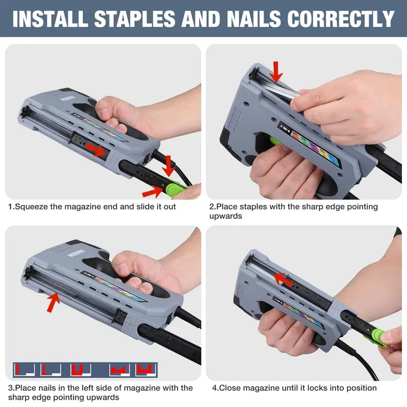 WORKPRO 5-in-1 Corded Staple Gun & Brad Nailer Kit — Includes 2000 Fasteners