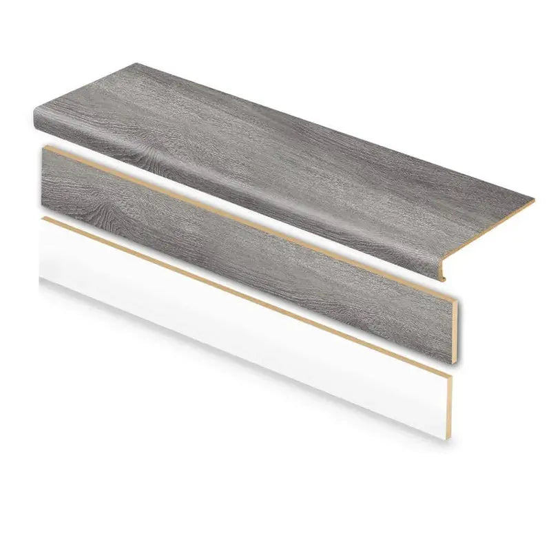 Cap A Tread Aiden Laminate Stair Tread & Reversible Riser Kit Platinum/Alberta Spruce/Baneberry, 47″L × 12.15″W × 2.28″T