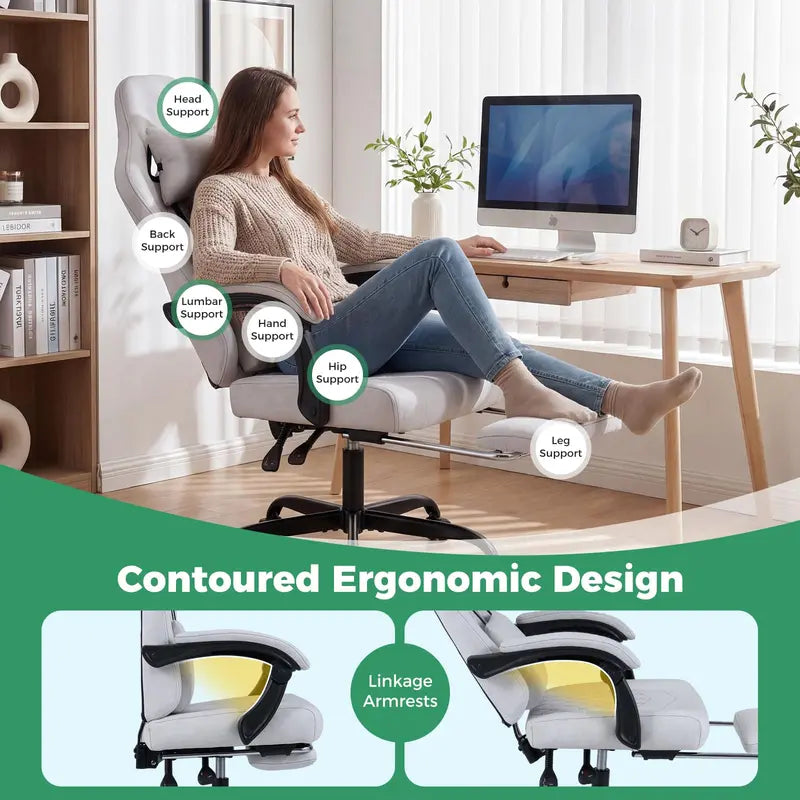 Ergonomic Gaming Chair with Adjustable Height, Lumbar Support, and Removable Headrest
