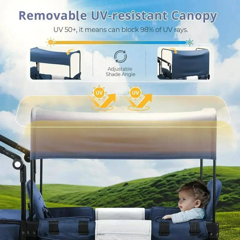 All-Terrain Kids’ Stroller Wagon 2-Seater Outdoor Baby Wagon for Toddlers