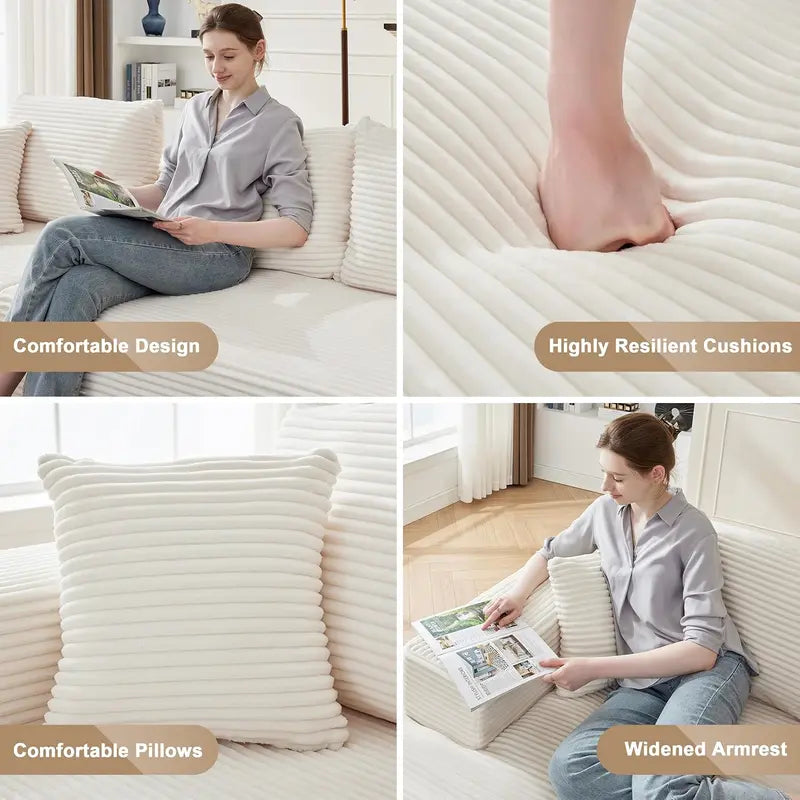 110-Inch Boneless Modular Sectional Sofa Soft Cloud-Inspired Design with Generous Deep Seating for Living Rooms