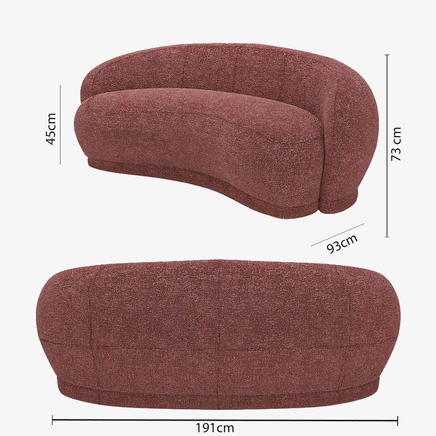Canap tissu bouclette rose Bianca