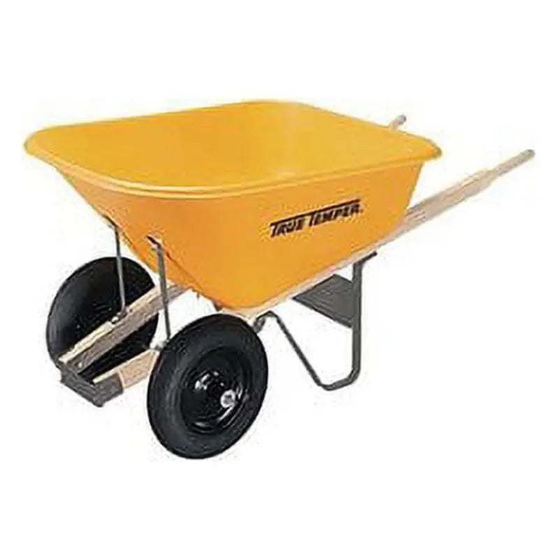 Ames 8-Cubic-Foot Poly Wheelbarrow — Dual-Tire Design, Reinforced Plastic Tub, Lightweight & Rustproof Construction