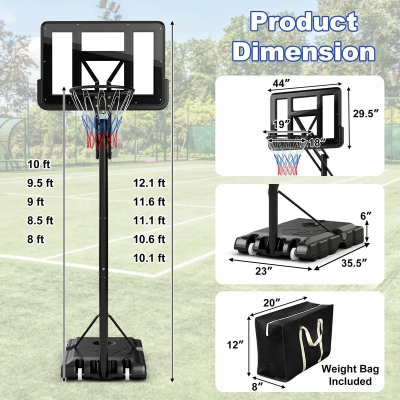 Height-Adjustable Portable Basketball Hoop 5-Tier Outdoor Goal System (810 ft Range)