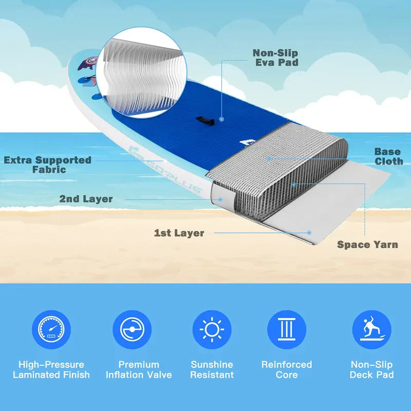 10- or 11-Foot Inflatable Stand-Up Paddle Board Fade-Resistant Inkjet Graphic Design