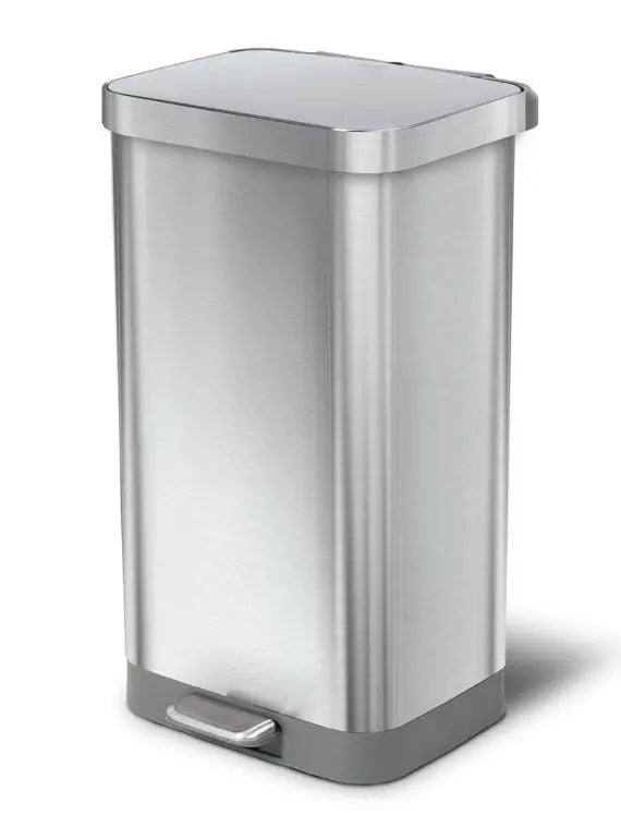 Glad 20 Gallon Stainless Steel Step Trash Can with Clorox Odor Protection, Soft Close Lid & Foot Pedal