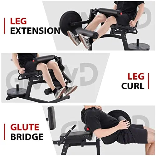 GMWD Adjustable Leg Extension and Curl Machine Lower Body Exercise Bench with Dual Functionality