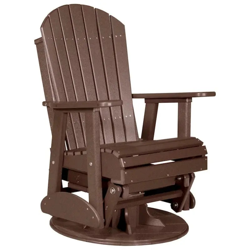 All-Weather Poly Lumber Adirondack Swivel Glider Durable Outdoor Rocking Chair with Smooth Rotation