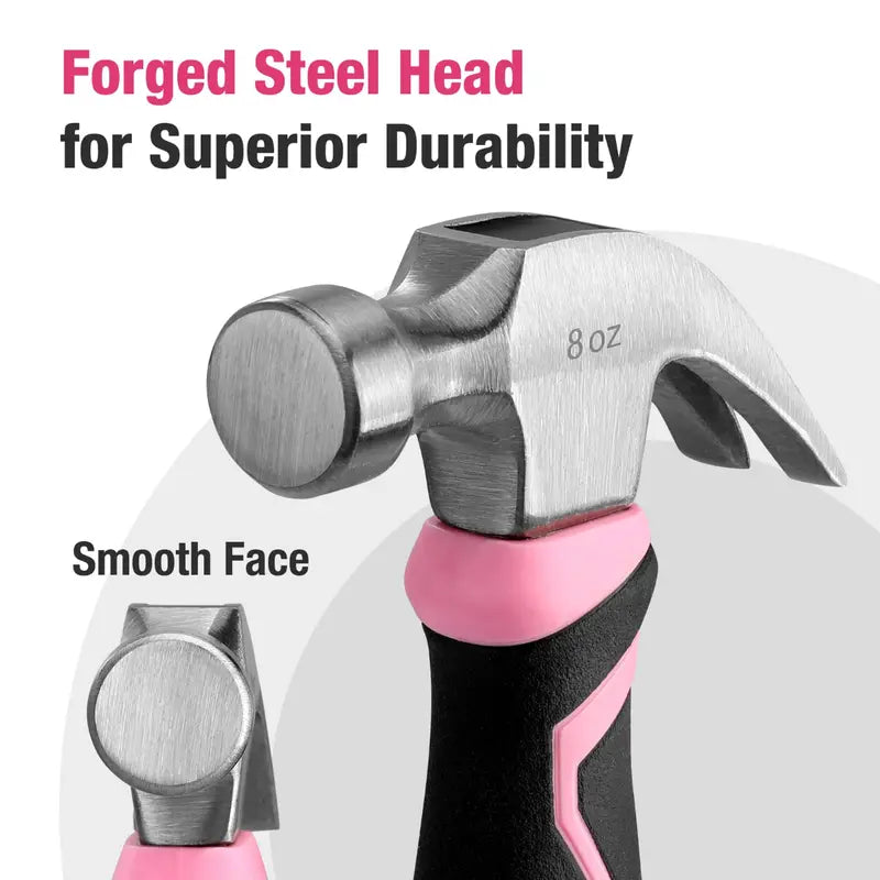 WORKPRO 8-Ounce Fiberglass-Handle Claw Hammer Pink Ribbon Design