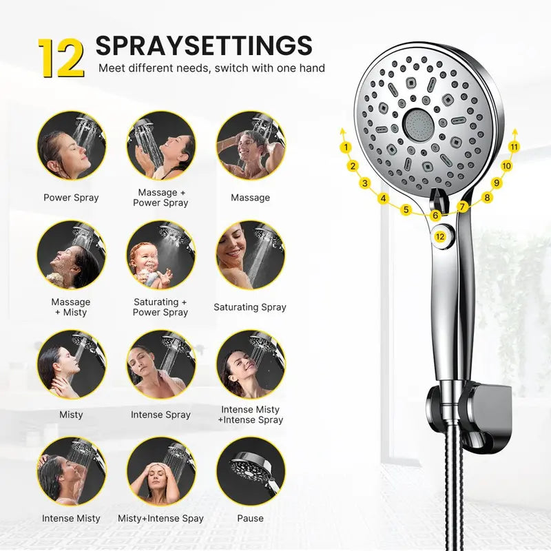Ambicasa Luxury Dual Showerhead Combo, 10 Rainfall Shower Head 5 Handheld High Pressure Shower Head