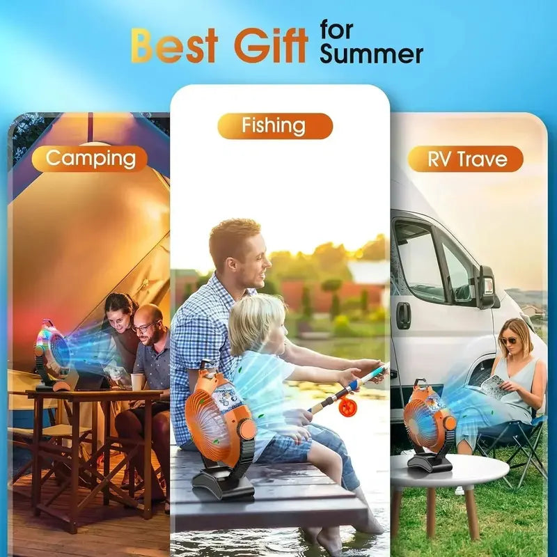 JYew Misting Fan with 10000mAh Battery Cordless Portable Air Cooler for Indoor/Outdoor Use
