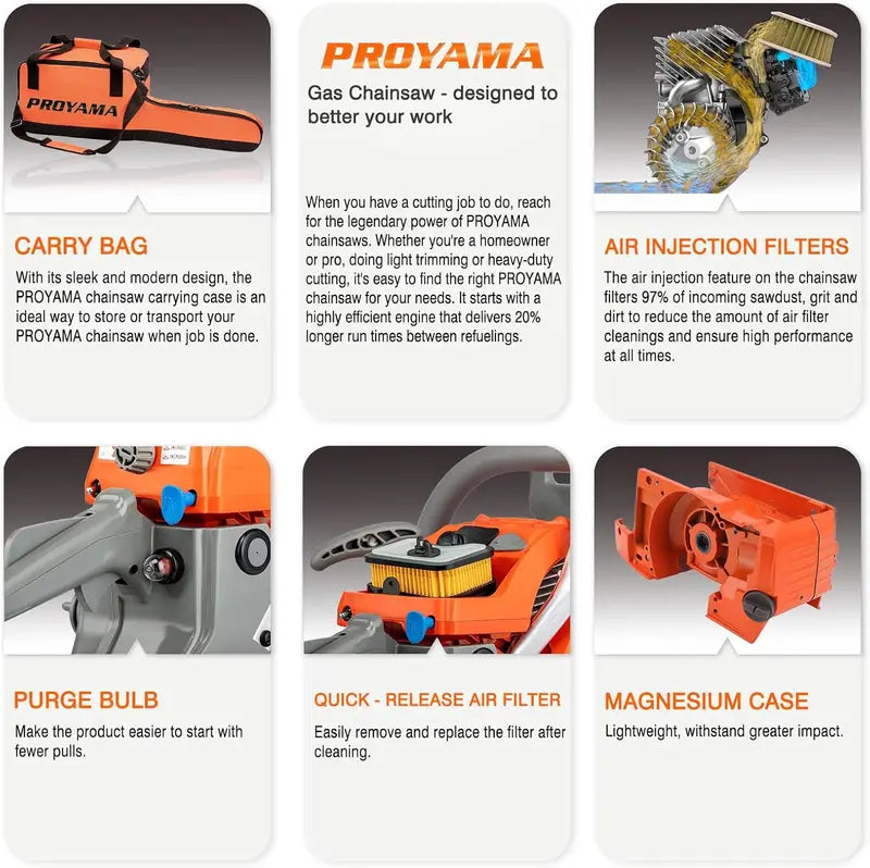 12-Inch 26cc Top-Handle Gas Chainsaw Lightweight Petrol-Powered Tool for Precision Tree and Branch Cutting