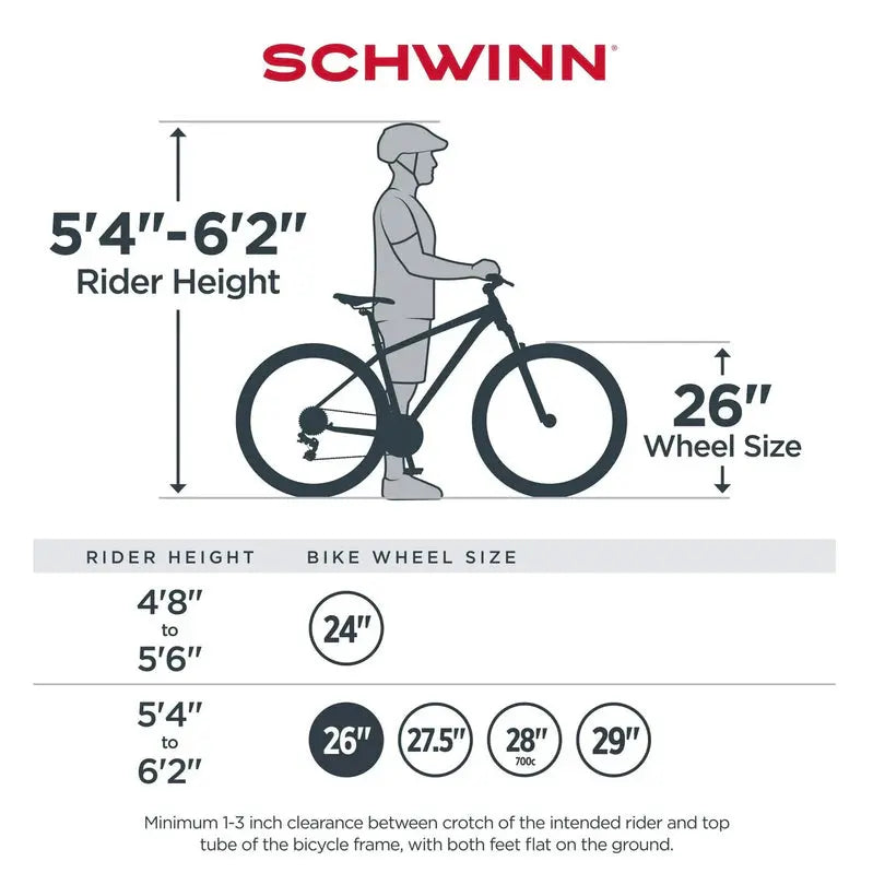 Schwinn Sidewinder Men’s Mountain Bike 26-Inch Wheels, 21-Speed Shimano Drivetrain, Rugged Trail Ready Frame