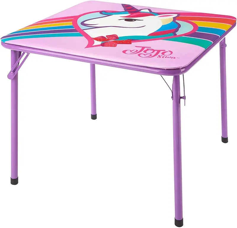 Nickelodeon Jojo Siwa 3 Piece Table & Chair Set with 2 Folding Chairs and 1 Table, Ages 3+, Purple Painted Metal Frame