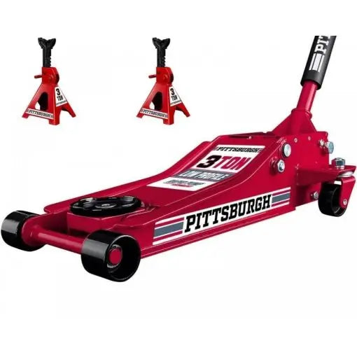 2025 3-Ton Low-Profile Hydraulic Floor Jack Set Includes Matching Steel Jack Stands