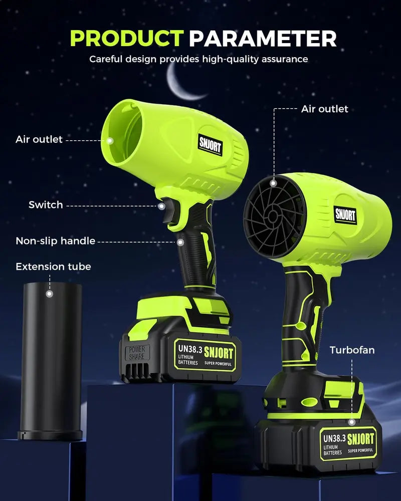 Cordless Leaf Blower High-Speed Turbo Jet Handheld Unit with Extended Nozzle, Lightweight Design & 500,000 RPM Motor for Patio Cleaning