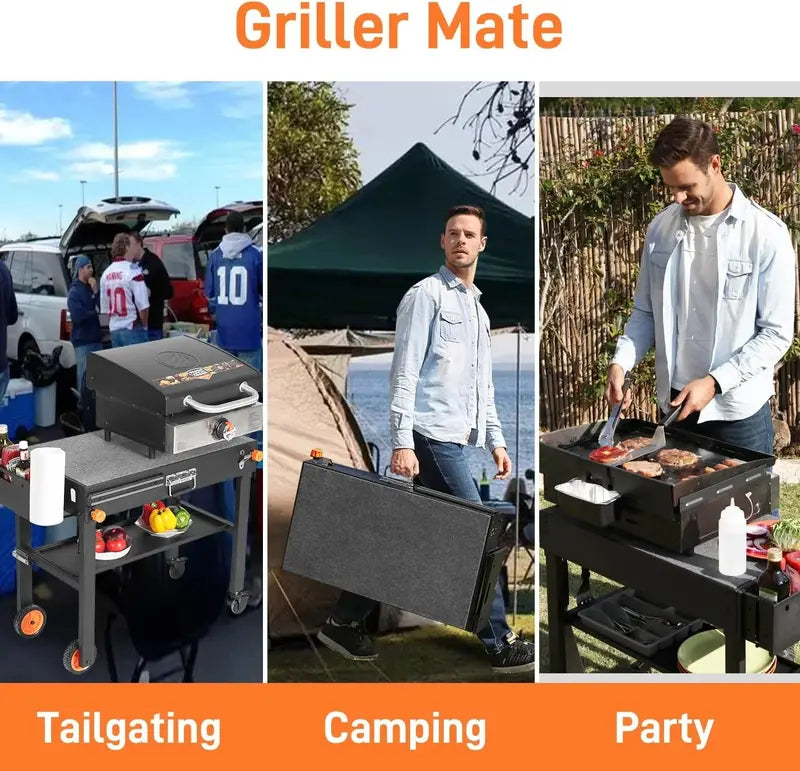 Heavy-Duty Folding Grill Table — Optimized for Blackstone, Ninja & Other Griddles with Towel Holder & Ample Workspace