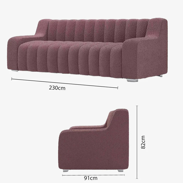 Canap rose tissu bouclette Garance