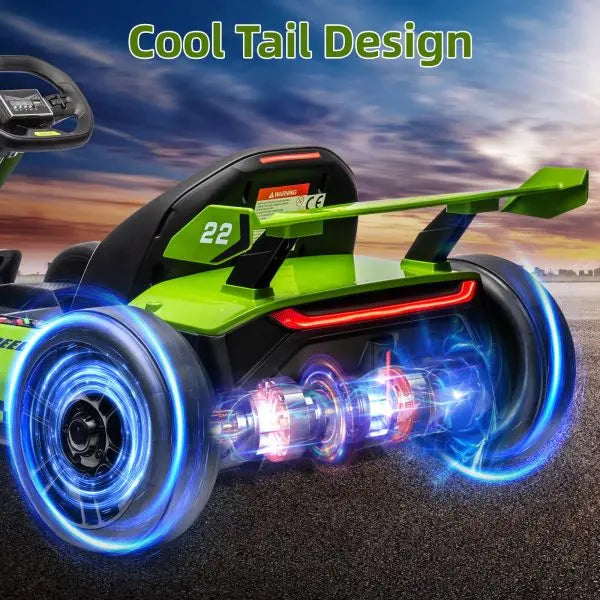 24V Electric Go-Kart for Outdoor Racing 300W Motor, Drift/Sport Mode, Adjustable Frame, EVA Tires (Green)