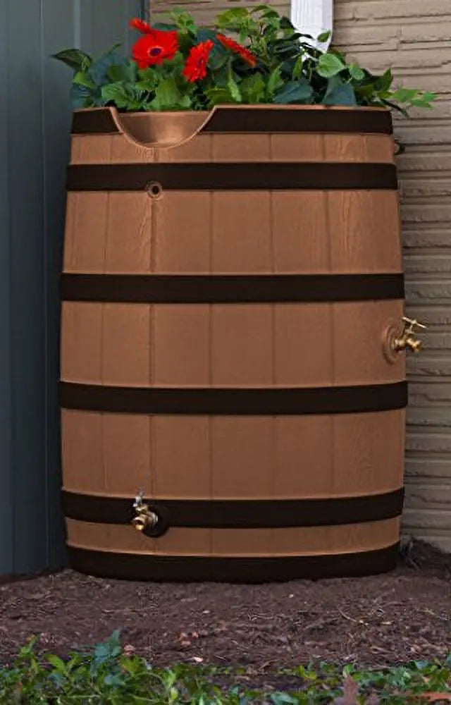 Good Ideas Rain Wizard 65-Gallon Terra Cotta Rain Barrel with Dark Ribbed Finish
