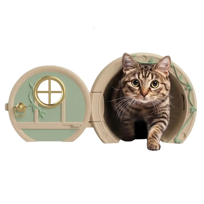 Locking Interior Cat Door with Flapless Magnetic Seal and Rotating Safety Knob