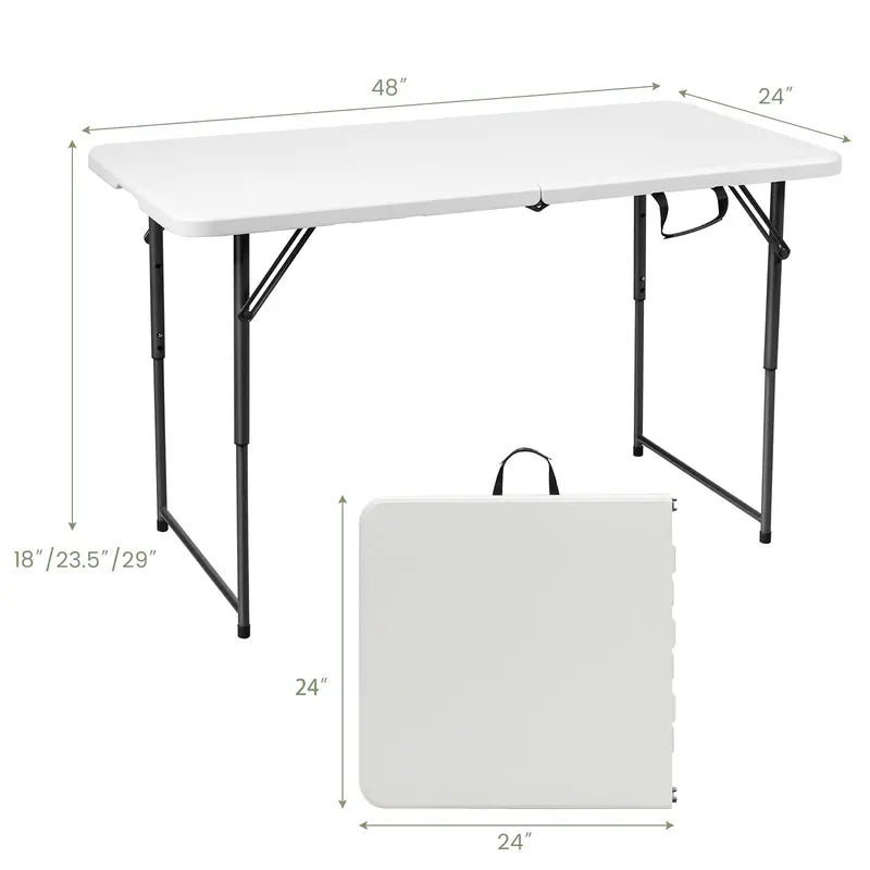 HDPE Folding Picnic Table Lightweight Portable Dining or Camp Table for Indoor and Outdoor Use