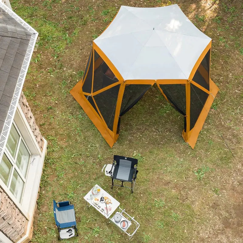 11.5×9.8 ft Instant Screened Gazebo Pop-Up Bug-Free Outdoor Canopy for Camping & Gatherings