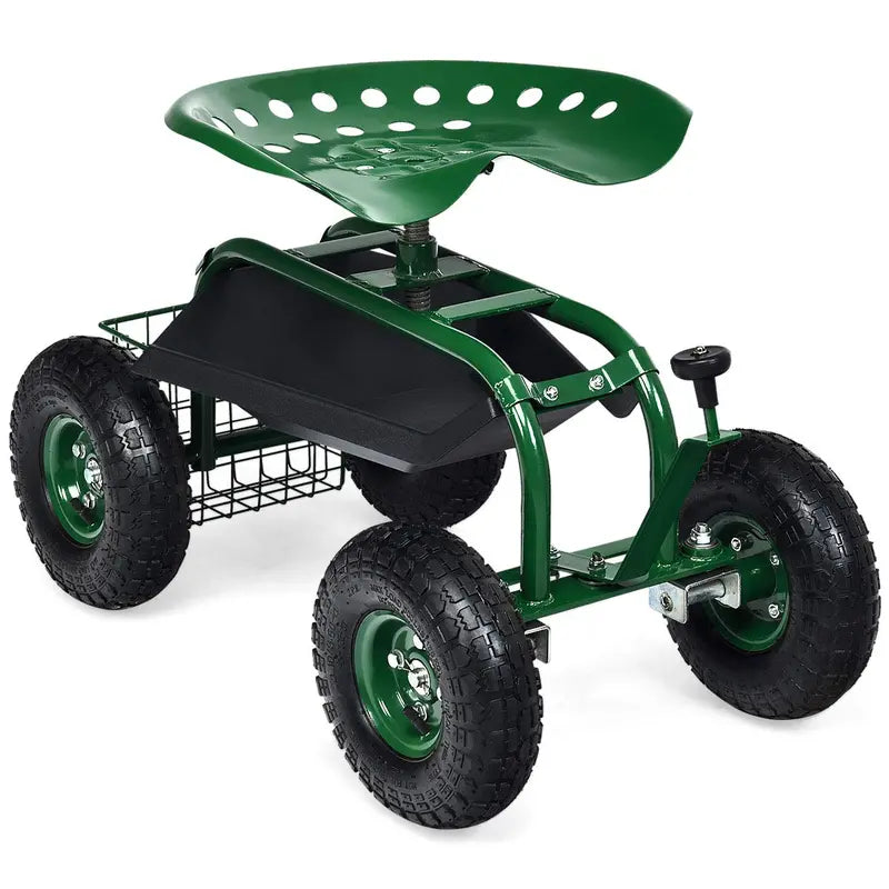 Compact Gardening Scooter Wagon with Wheels for Lawn and Patio Tasks
