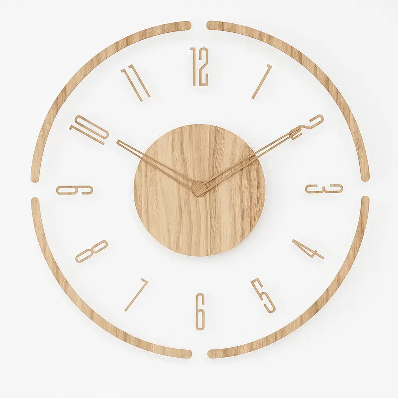 Minimalist Silent Quartz Wall Clock in Natural Wood Finish