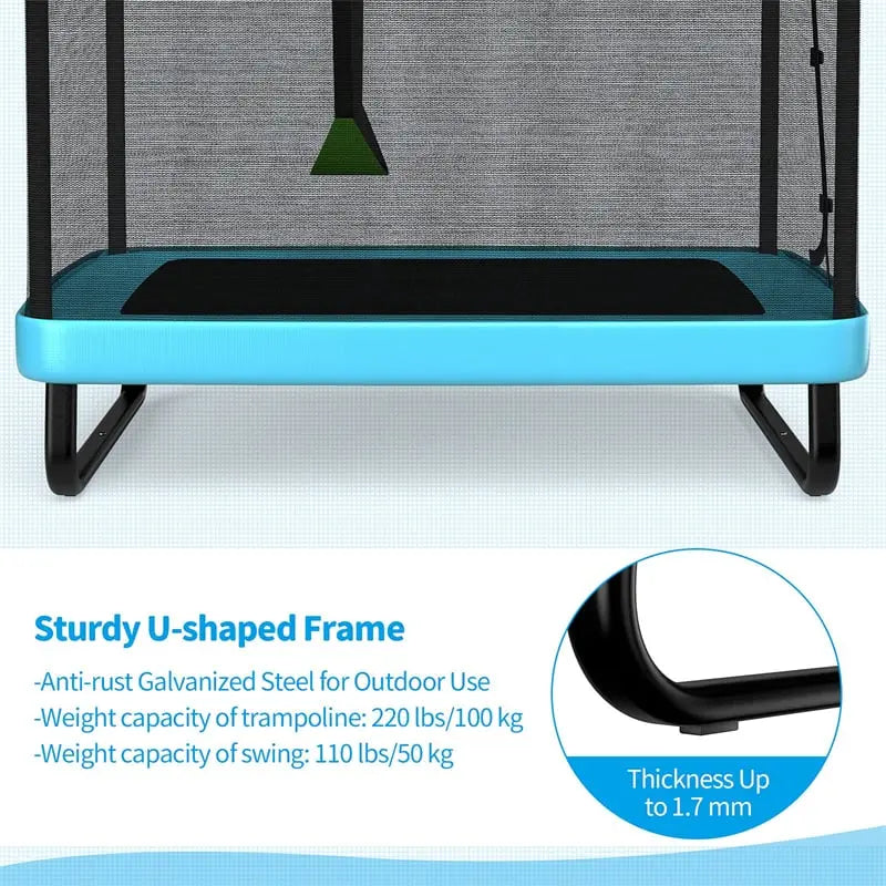 6-Foot Rectangular Kids Trampoline ASTM-Certified Indoor/Outdoor Bouncer with Enclosure and Swing (220 lb Max)