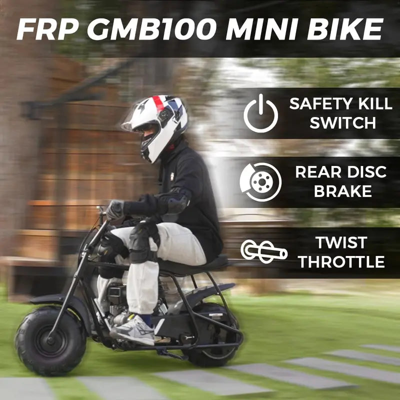 GMB100 99cc Mini Dirt Bike 4-Stroke Trail Bike for Teens & Adults, 24 mph Top Speed, 185 lb Weight Capacity