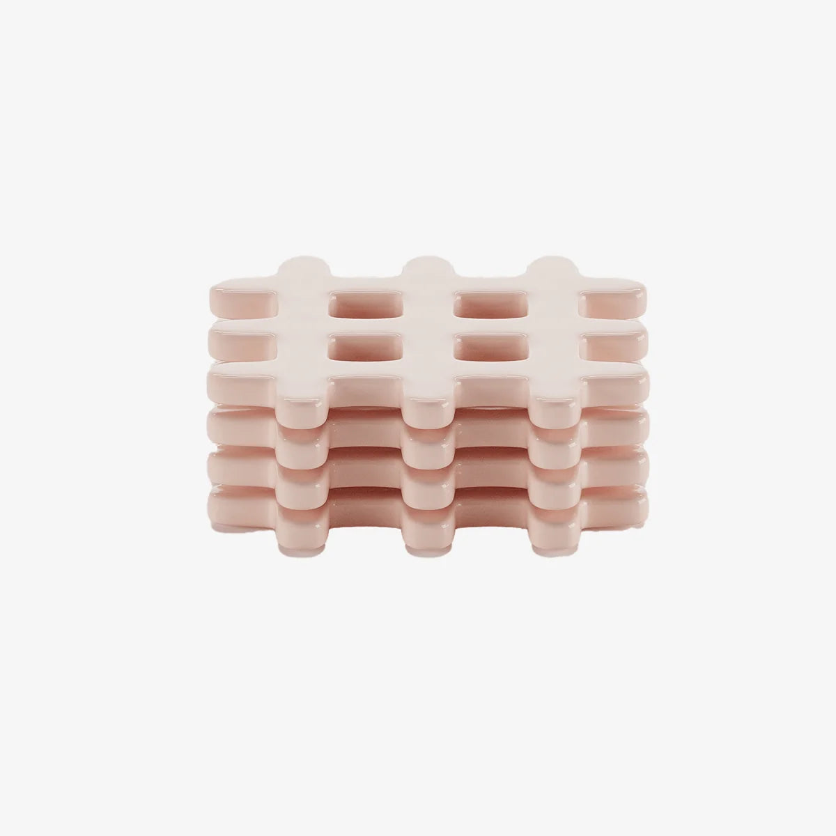 Lot de 4 dessous de verre, carr c ramique tress e rose