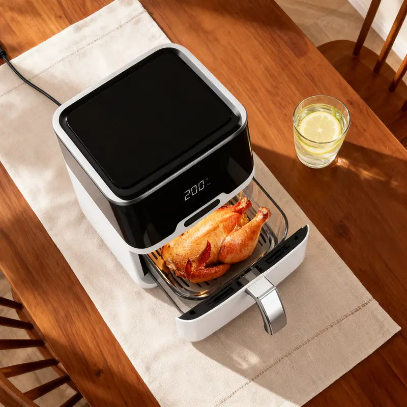 5L Voice-Activated & Touch-Controlled Air Fryer Sleek White Finish