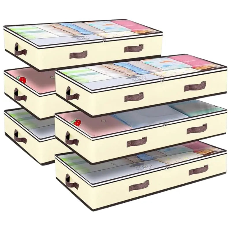 Zippered Under-Bed Storage Bin 90L Foldable Fabric Organizer for Seasonal Items