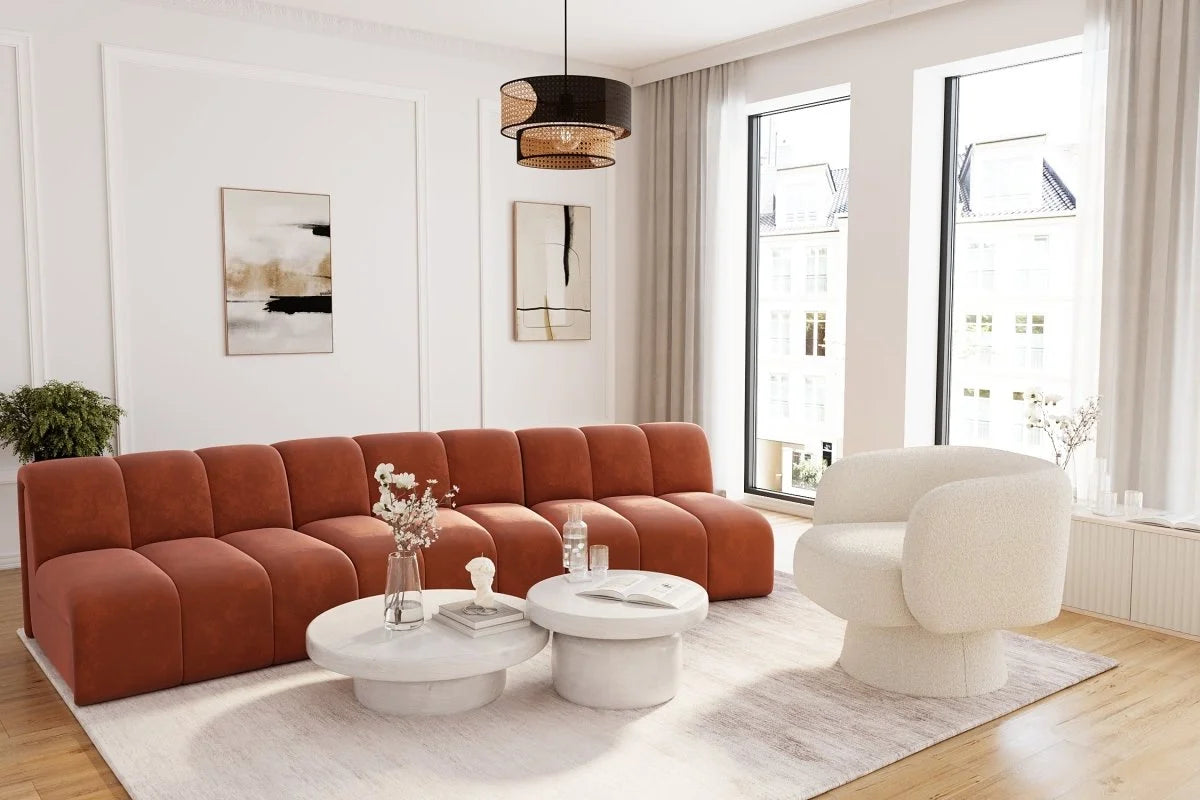 Canap modulable en velours ocre H l ne