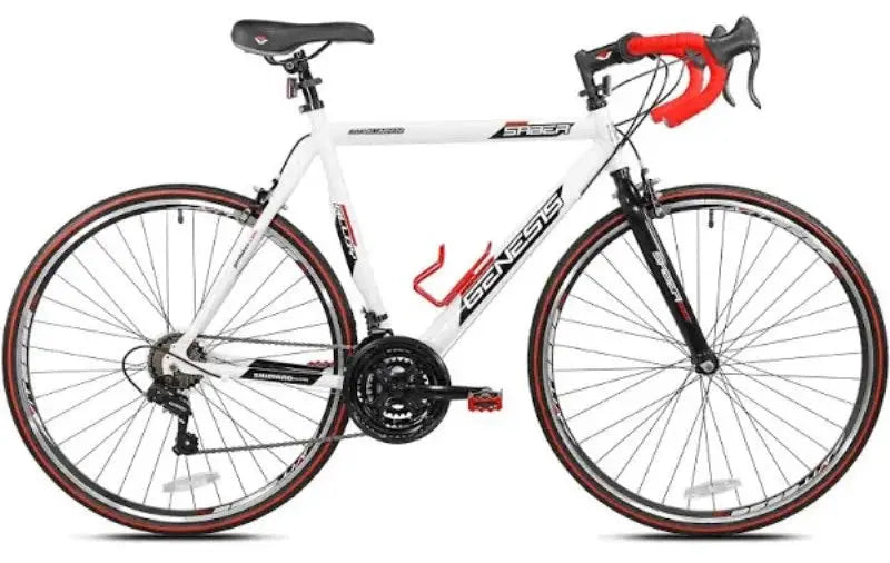 Genesis Saber 700c Men’s Road Bike Aluminum Frame, Medium Size, Matte White Finish