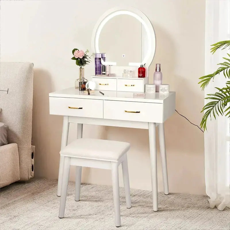 Lighted Vanity Desk Adjustable Brightness, Three Color Temperature Settings