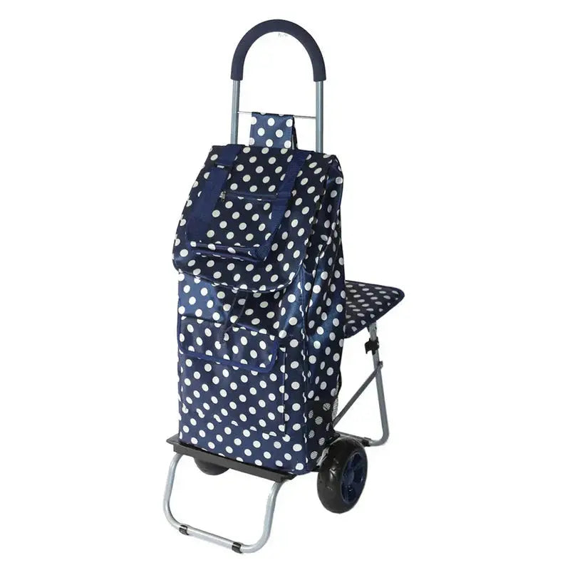 Foldable Blue Polka Dot Grocery Shopping Cart