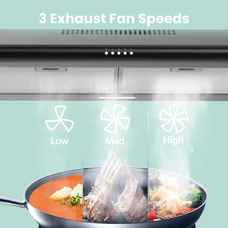 COMFEE’ 30″ Under-Cabinet Range Hood Slim Ducted/Ductless Vent with Reusable Stainless Filter