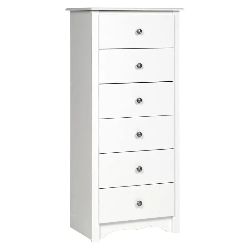 White 6-Drawer Storage Chest for Bedroom or Living Space