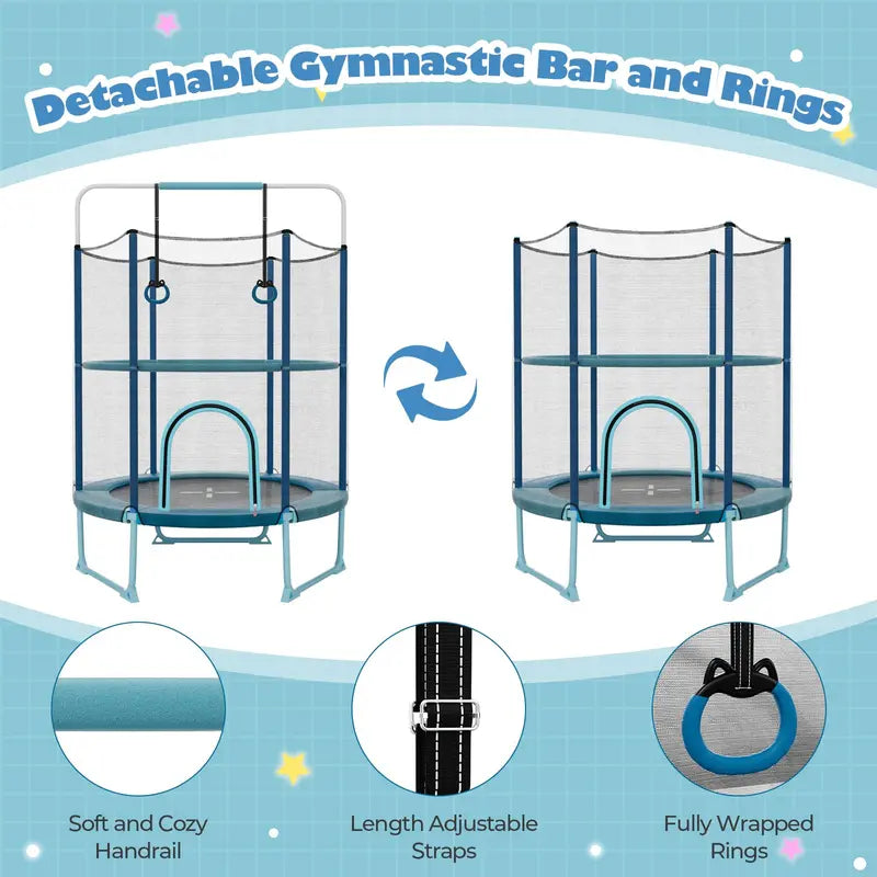 60-Inch Kids’ Trampoline with 3-in-1 Toddler-Safe Configuration