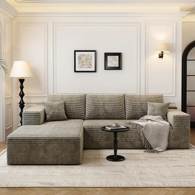 107.5-Inch L-Shaped Cloud Sectional Minimalist Deep-Seat Sofa, No Assembly Required