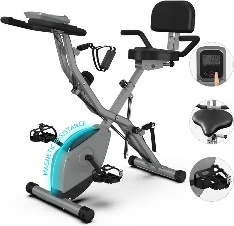 817X Foldable Indoor Exercise Bike 16-Level Magnetic Resistance, 300 LB Capacity, Quiet 2025 Design