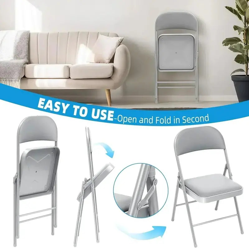 Set of Six Black Folding Chairs ¡ª Leather-Upholstered Event Seating for Weddings, Offices & Gatherings