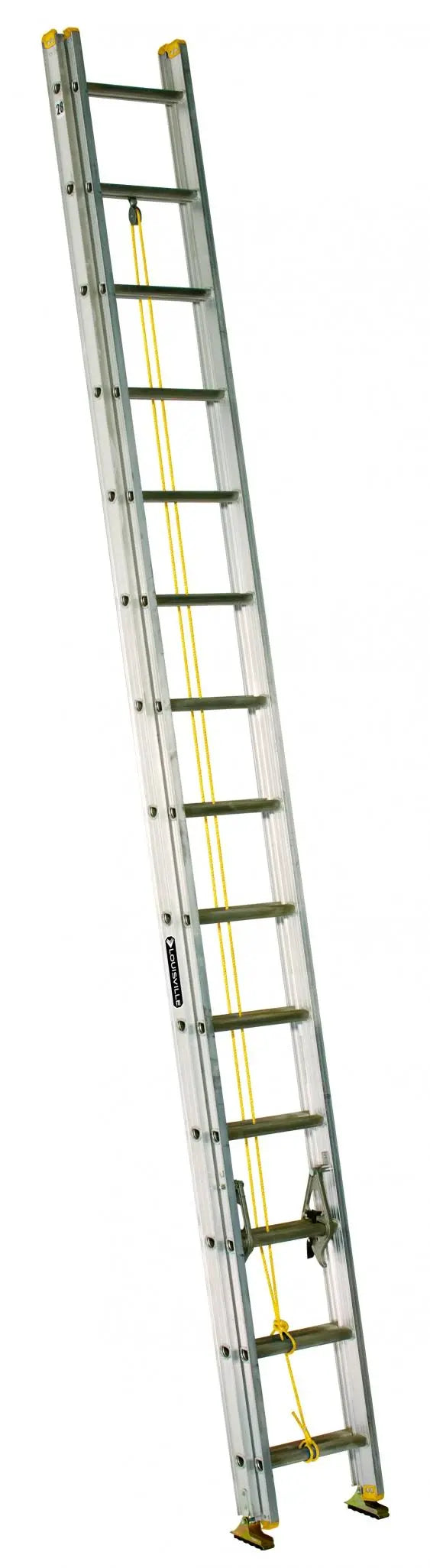 Louisville AE3228 28-Foot Aluminum Extension Ladder QuickLatch Lock System & Slip-Resistant D-Rungs