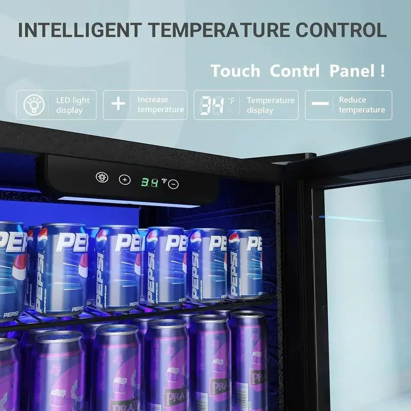 EUHOMY Beverage Refrigerator 130-Can Glass-Door Mini Fridge for Soda, Beer & Drinks